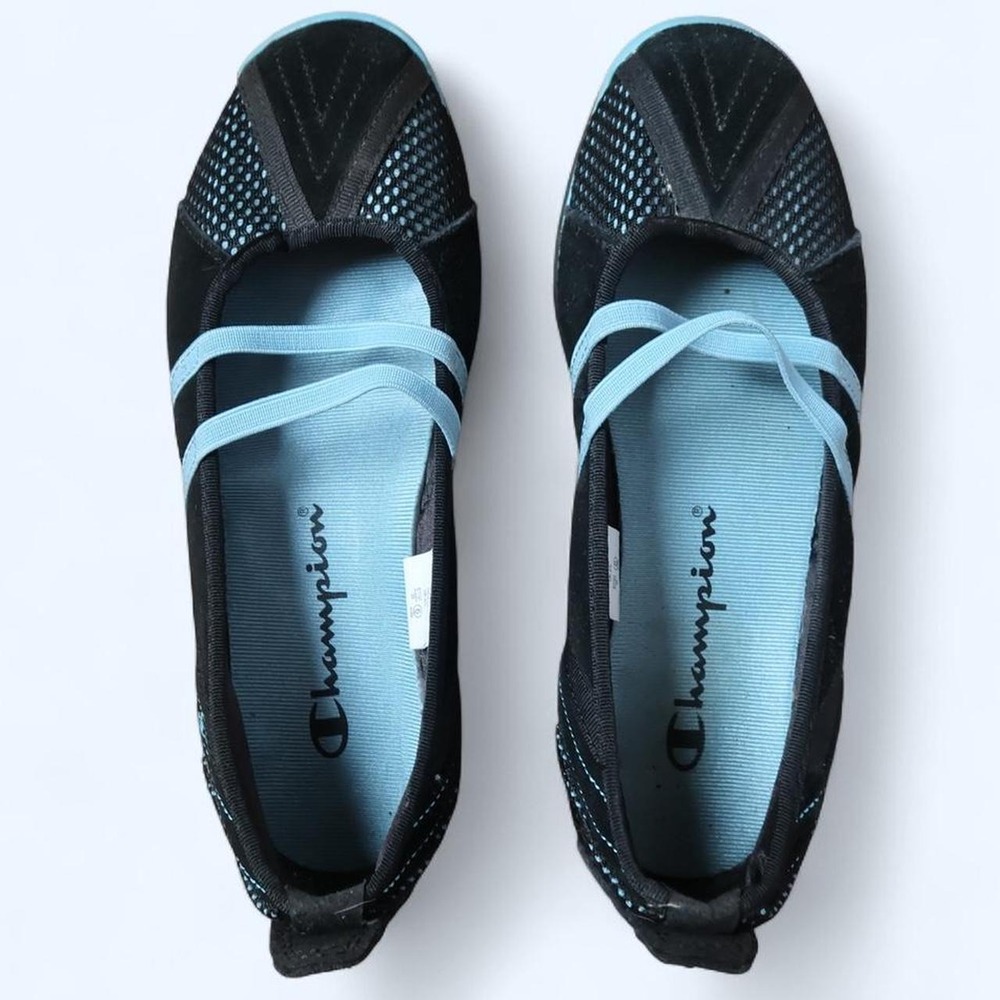 Champion Black & Blue Ballet Mary Jane Mesh Flats